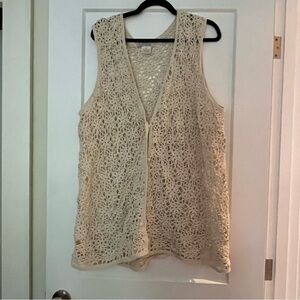Vintage Silk Hand Crochet Floral Vest